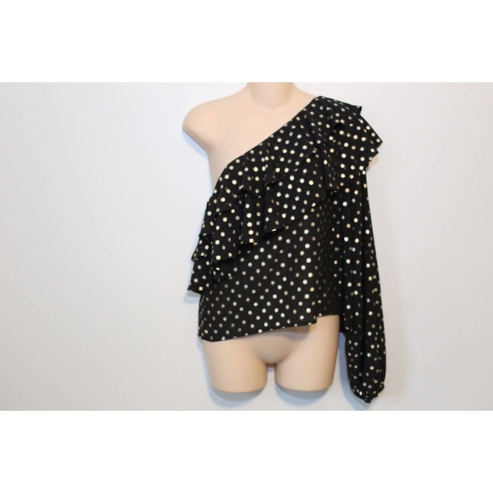 Yumi Kim Sparks Fly One Shoulder Top Hot Spot Gold Polka Dot Size Small H14647 - Picture 5 of 11